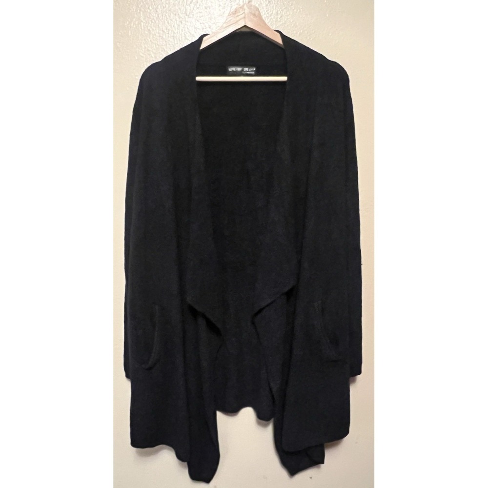 Barefoot Dreams CozyChic Lite Island Wrap Open Cardigan Black #903 Women's L/XL